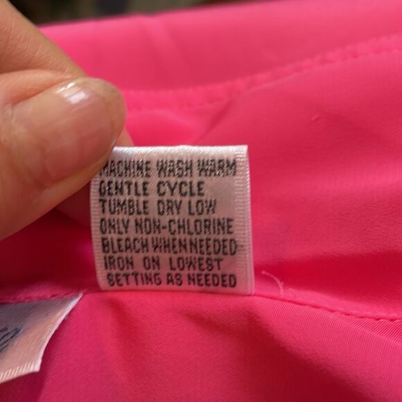 Vtg 80s/90s La Blouse bright pink polyester short sleeve button down shirt - Picture 8 of 8
